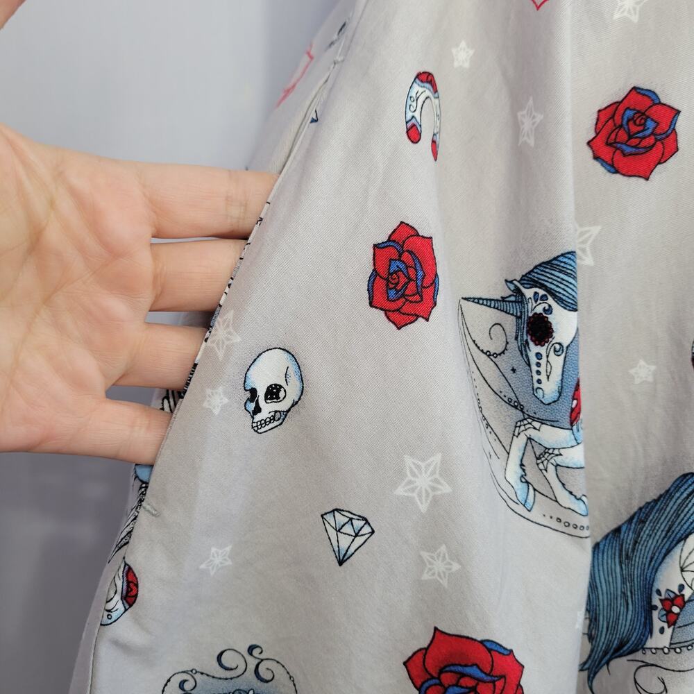 Hell Bunny Zoey Mini Dress size S Day of the Dead Skulls & Unicorns Goth Pin-Up - Picture 7 of 9
